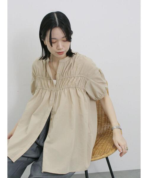 Samansa Mos2 blue(サマンサモスモスブルー)の「シャーリングチュニック(シャツ/ブラウス・レディース・レッド系その他/ブラック/ライトベージュ・F)」の12枚目の写真