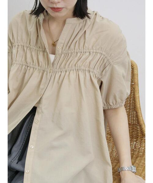 Samansa Mos2 blue(サマンサモスモスブルー)の「シャーリングチュニック(シャツ/ブラウス・レディース・レッド系その他/ブラック/ライトベージュ・F)」の15枚目の写真