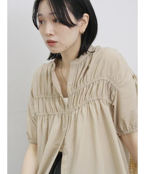 Samansa Mos2 blue(サマンサモスモスブルー)の「シャーリングチュニック(シャツ/ブラウス・レディース・レッド系その他/ブラック/ライトベージュ・F)」の16枚目の写真