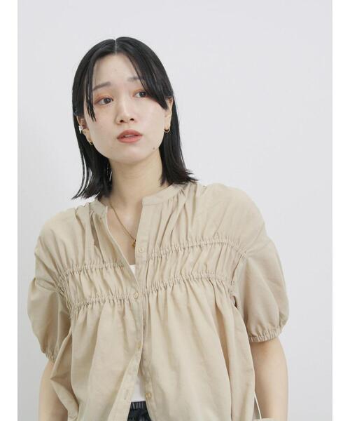 Samansa Mos2 blue(サマンサモスモスブルー)の「シャーリングチュニック(シャツ/ブラウス・レディース・レッド系その他/ブラック/ライトベージュ・F)」の18枚目の写真