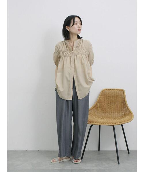 Samansa Mos2 blue(サマンサモスモスブルー)の「シャーリングチュニック(シャツ/ブラウス・レディース・レッド系その他/ブラック/ライトベージュ・F)」の19枚目の写真