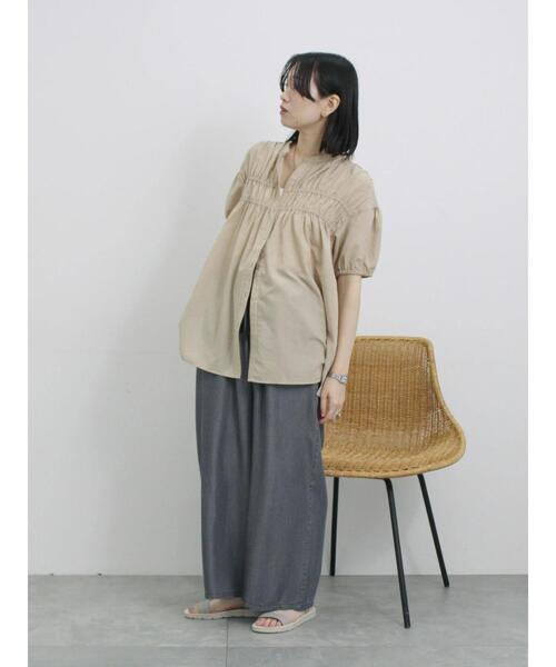 Samansa Mos2 blue(サマンサモスモスブルー)の「シャーリングチュニック(シャツ/ブラウス・レディース・レッド系その他/ブラック/ライトベージュ・F)」の20枚目の写真