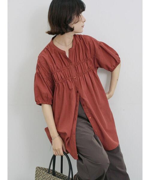 Samansa Mos2 blue(サマンサモスモスブルー)の「シャーリングチュニック(シャツ/ブラウス・レディース・レッド系その他/ブラック/ライトベージュ・F)」の22枚目の写真