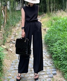 Na.e ブラック オールインワン ノースリーブ ASTRAET＞Vネック ノースリーブ オールインワン