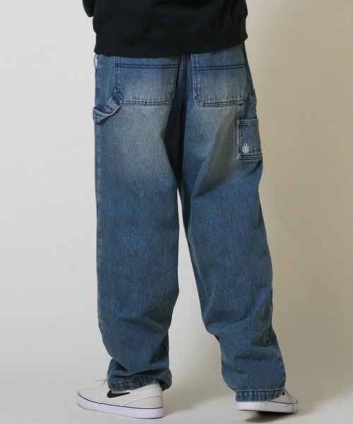 ELEMENT(エレメント)の「ELEMENT/エレメント ペインターパンツ/ロンパン ダブルニー ワイドシルエット BF022-710(デニムパンツ・メンズ・ケミカルウォッシュ/ブラック系その他・M/XL/L)」の14枚目の写真