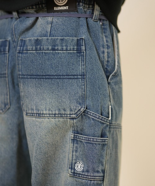 ELEMENT(エレメント)の「ELEMENT/エレメント ペインターパンツ/ロンパン ダブルニー ワイドシルエット BF022-710(デニムパンツ・メンズ・ケミカルウォッシュ/ブラック系その他・M/XL/L)」の21枚目の写真