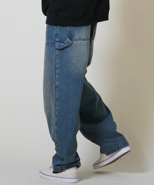 ELEMENT(エレメント)の「ELEMENT/エレメント ペインターパンツ/ロンパン ダブルニー ワイドシルエット BF022-710(デニムパンツ・メンズ・ケミカルウォッシュ/ブラック系その他・M/XL/L)」の13枚目の写真