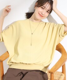 【洗濯後しわになりにくい】さらっとタッチの 5分袖ドルマンブラウス