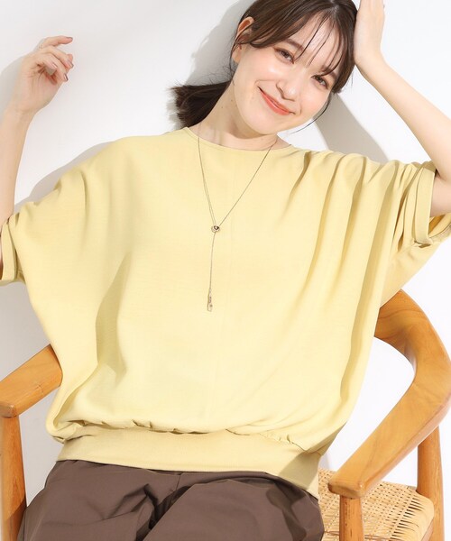 DRESKIP（ドレスキップ）の「【洗濯後しわになりにくい】さらっとタッチの 5分袖ドルマンブラウス（シャツ/ブラウス・レディース・チャコールグレー/ダークブラウン/ナチュラル/イエロー/オレンジ・00）」の4枚目の写真