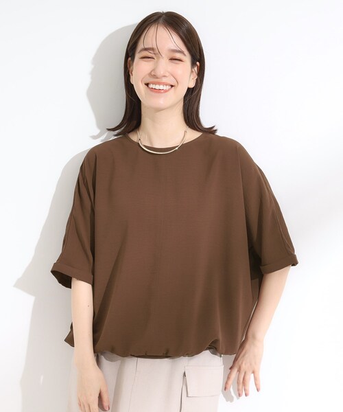 DRESKIP（ドレスキップ）の「【洗濯後しわになりにくい】さらっとタッチの 5分袖ドルマンブラウス（シャツ/ブラウス・レディース・チャコールグレー/ダークブラウン/ナチュラル/イエロー/オレンジ・00）」の6枚目の写真