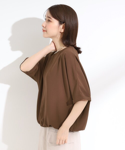 DRESKIP（ドレスキップ）の「【洗濯後しわになりにくい】さらっとタッチの 5分袖ドルマンブラウス（シャツ/ブラウス・レディース・チャコールグレー/ダークブラウン/ナチュラル/イエロー/オレンジ・00）」の7枚目の写真