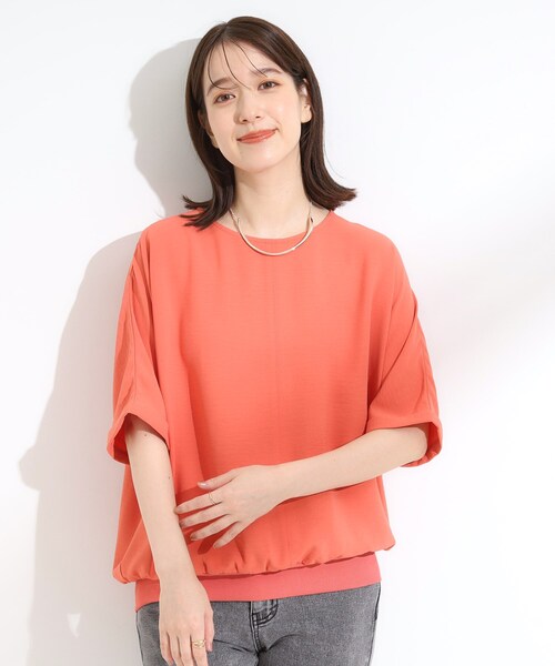 DRESKIP（ドレスキップ）の「【洗濯後しわになりにくい】さらっとタッチの 5分袖ドルマンブラウス（シャツ/ブラウス・レディース・チャコールグレー/ダークブラウン/ナチュラル/イエロー/オレンジ・00）」の10枚目の写真