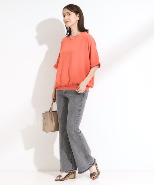 DRESKIP（ドレスキップ）の「【洗濯後しわになりにくい】さらっとタッチの 5分袖ドルマンブラウス（シャツ/ブラウス・レディース・チャコールグレー/ダークブラウン/ナチュラル/イエロー/オレンジ・00）」の12枚目の写真