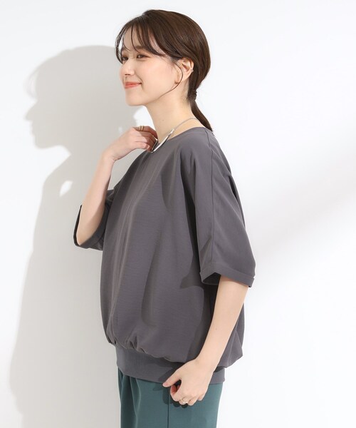 DRESKIP（ドレスキップ）の「【洗濯後しわになりにくい】さらっとタッチの 5分袖ドルマンブラウス（シャツ/ブラウス・レディース・チャコールグレー/ダークブラウン/ナチュラル/イエロー/オレンジ・00）」の19枚目の写真