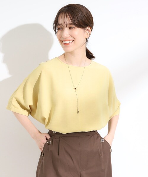 DRESKIP（ドレスキップ）の「【洗濯後しわになりにくい】さらっとタッチの 5分袖ドルマンブラウス（シャツ/ブラウス・レディース・チャコールグレー/ダークブラウン/ナチュラル/イエロー/オレンジ・00）」の22枚目の写真