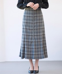 チェックのハイウエストロングスカート