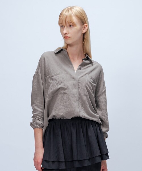 cloenc(クロエンス)の「【手洗い可】フィブリルサテンシャツ(シャツ/ブラウス・レディース・ナチュラル/カーキ/サックスブルー/ピンク・02/01)」の22枚目の写真