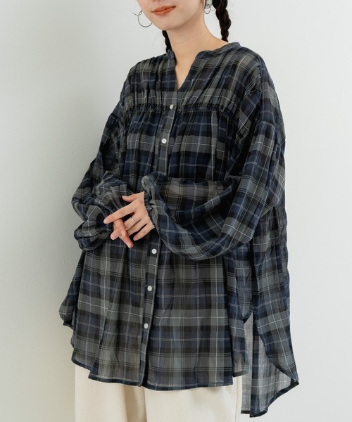 refinedworks(リファインドワークス)の「【refinedworks】秋の先取り チェック柄 シャツ(シャツ/ブラウス・レディース・グレー/イエロー/グリーン・FREE)」の2枚目の写真