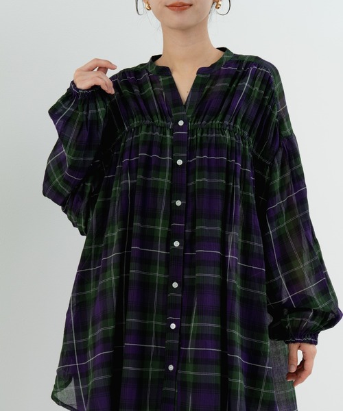 refinedworks(リファインドワークス)の「【refinedworks】秋の先取り チェック柄 シャツ(シャツ/ブラウス・レディース・グレー/イエロー/グリーン・FREE)」の3枚目の写真