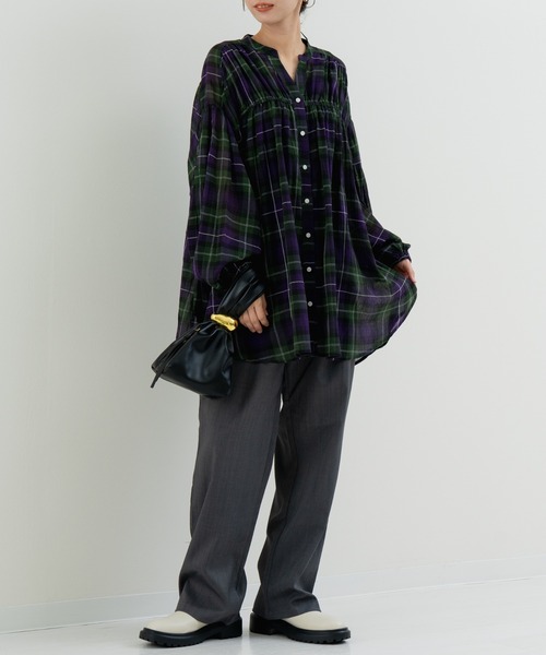 refinedworks(リファインドワークス)の「【refinedworks】秋の先取り チェック柄 シャツ(シャツ/ブラウス・レディース・グレー/イエロー/グリーン・FREE)」の5枚目の写真