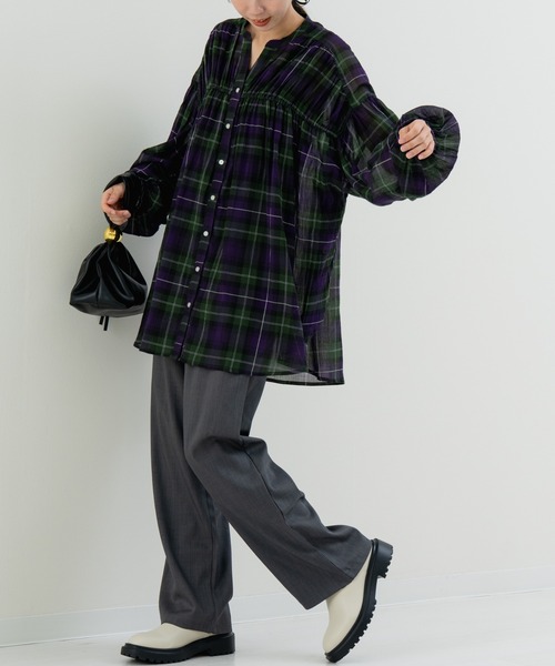 refinedworks(リファインドワークス)の「【refinedworks】秋の先取り チェック柄 シャツ(シャツ/ブラウス・レディース・グレー/イエロー/グリーン・FREE)」の6枚目の写真