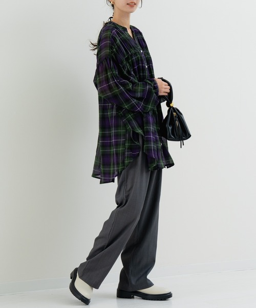 refinedworks(リファインドワークス)の「【refinedworks】秋の先取り チェック柄 シャツ(シャツ/ブラウス・レディース・グレー/イエロー/グリーン・FREE)」の7枚目の写真