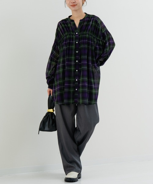 refinedworks(リファインドワークス)の「【refinedworks】秋の先取り チェック柄 シャツ(シャツ/ブラウス・レディース・グレー/イエロー/グリーン・FREE)」の8枚目の写真