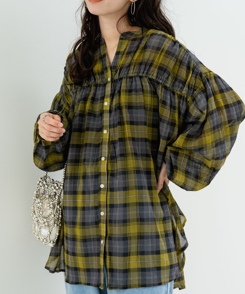 refinedworks(リファインドワークス)の「【refinedworks】秋の先取り チェック柄 シャツ(シャツ/ブラウス・レディース・グレー/イエロー/グリーン・FREE)」の4枚目の写真