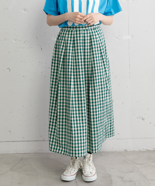 POU DOU DOU（プードゥドゥ）の「ギンガムチェックタックスカート（スカート・レディース・ブラック/グリーン・M）」の14枚目の写真