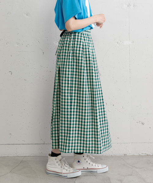 POU DOU DOU（プードゥドゥ）の「ギンガムチェックタックスカート（スカート・レディース・ブラック/グリーン・M）」の16枚目の写真