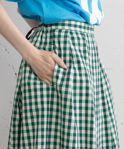 POU DOU DOU（プードゥドゥ）の「ギンガムチェックタックスカート（スカート・レディース・ブラック/グリーン・M）」の19枚目の写真