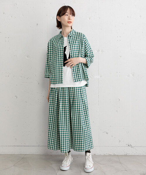 POU DOU DOU（プードゥドゥ）の「ギンガムチェックタックスカート（スカート・レディース・ブラック/グリーン・M）」の21枚目の写真