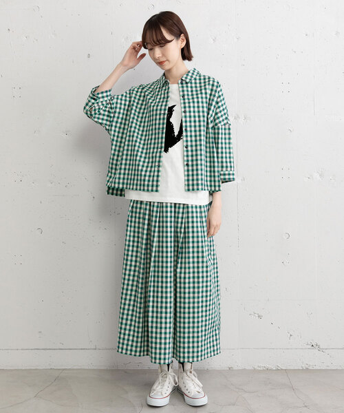 POU DOU DOU（プードゥドゥ）の「ギンガムチェックタックスカート（スカート・レディース・ブラック/グリーン・M）」の22枚目の写真