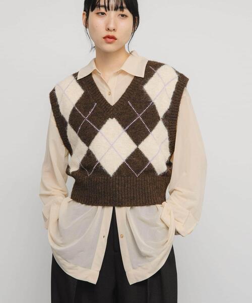 Eaphi エフィ神﨑蓮音さんブランド ニットベスト セール】アーガイルニットベスト（ベスト）｜KBF（ケイビーエフ
