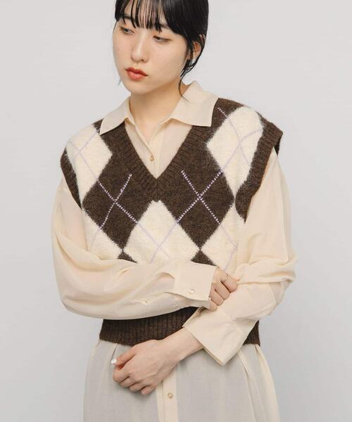 セール】アーガイルニットベスト（ベスト）｜KBF（ケイビーエフ