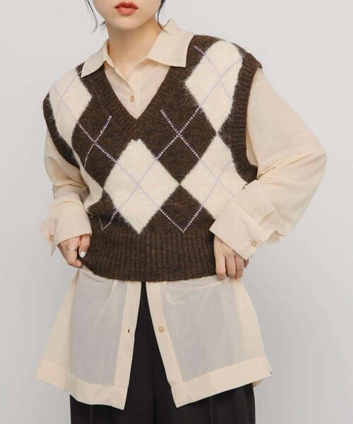 90s 00s ヴィンテージ エルメス コットンニット ベスト XL アーガイル 90s 00s ヴィンテージ エルメス コットンニット ベスト XL アーガイル