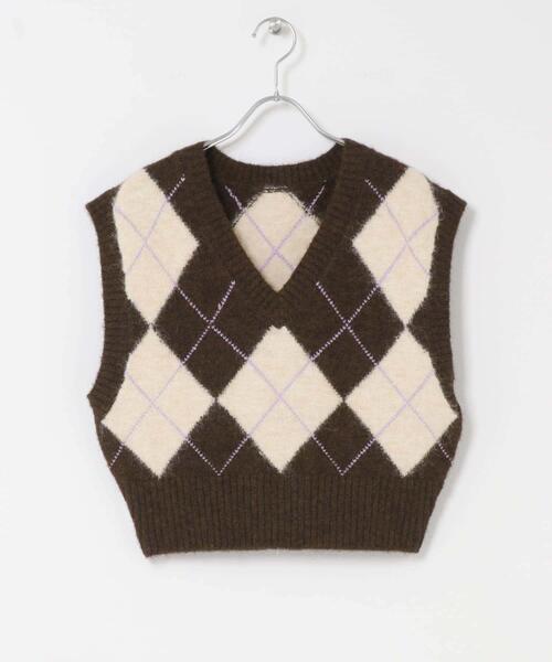 セール】アーガイルニットベスト（ベスト）｜KBF（ケイビーエフ）の