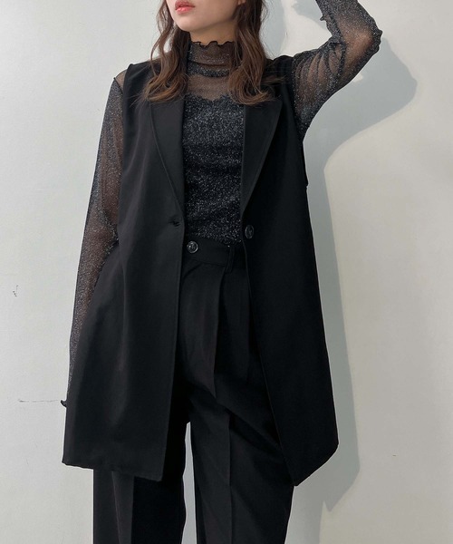 AS KNOW AS plus（アズノゥアズプラス）の「♪サイドベルトベストジャケット　セットアップ可能（ベスト・レディース・ブラック/モカ/グレー・FREE）」の5枚目の写真