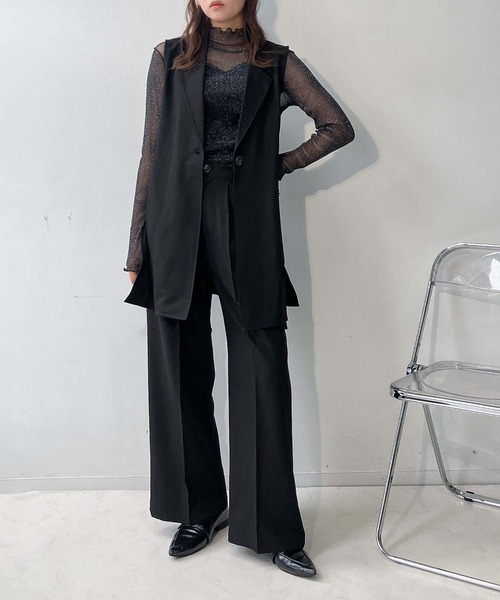 AS KNOW AS plus（アズノゥアズプラス）の「♪サイドベルトベストジャケット　セットアップ可能（ベスト・レディース・ブラック/モカ/グレー・FREE）」の8枚目の写真