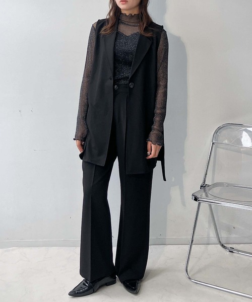 AS KNOW AS plus（アズノゥアズプラス）の「♪サイドベルトベストジャケット　セットアップ可能（ベスト・レディース・ブラック/モカ/グレー・FREE）」の9枚目の写真