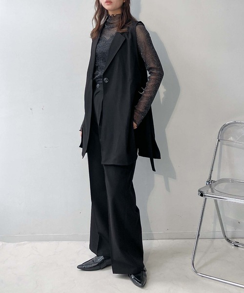 AS KNOW AS plus（アズノゥアズプラス）の「♪サイドベルトベストジャケット　セットアップ可能（ベスト・レディース・ブラック/モカ/グレー・FREE）」の10枚目の写真