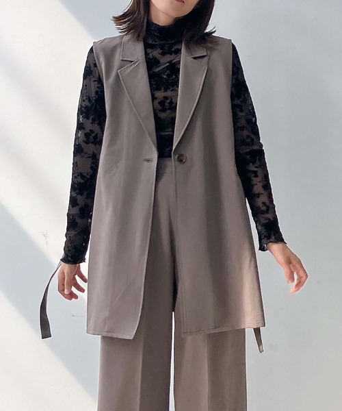 AS KNOW AS plus（アズノゥアズプラス）の「♪サイドベルトベストジャケット　セットアップ可能（ベスト・レディース・ブラック/モカ/グレー・FREE）」の19枚目の写真