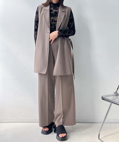 AS KNOW AS plus（アズノゥアズプラス）の「♪サイドベルトベストジャケット　セットアップ可能（ベスト・レディース・ブラック/モカ/グレー・FREE）」の21枚目の写真