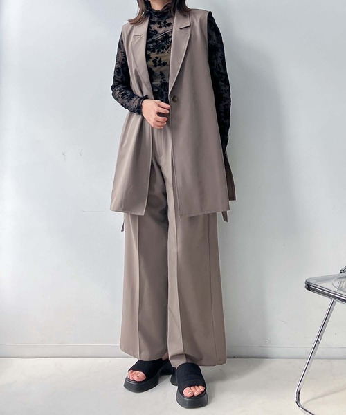 AS KNOW AS plus（アズノゥアズプラス）の「♪サイドベルトベストジャケット　セットアップ可能（ベスト・レディース・ブラック/モカ/グレー・FREE）」の22枚目の写真