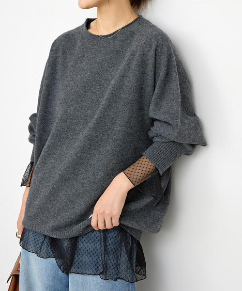 Spick & Span（スピックアンドスパン）の「チュールドットチュニックプルオーバー（Tシャツ/カットソー・レディース・ホワイト/ブラック・FREE）」の6枚目の写真
