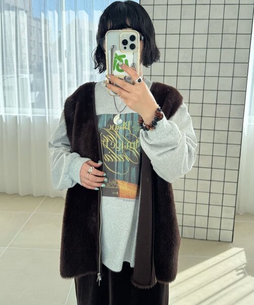 ホワイトミンク　リアルファー　ストライプベスト ホワイトミンクファーベスト（ベスト）｜sankyo shokai（サンキョウ