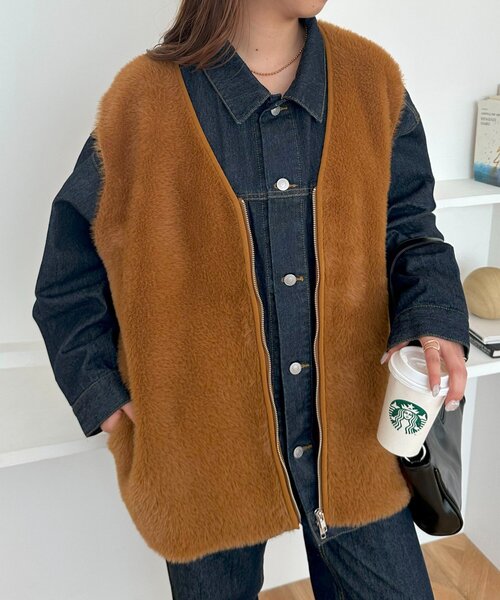 ユニセックス】ミンクライクファーベスト（ベスト）｜DISCOAT（ディス