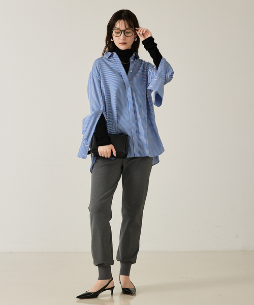 セール】袖スリットレギュラーシャツ/オフィスカジュアル（シャツ