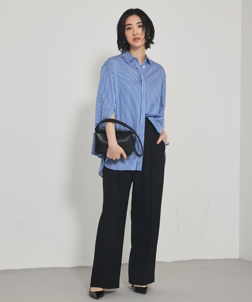 qualite(カリテ)の「袖スリットレギュラーシャツ/オフィスカジュアル(シャツ/ブラウス・レディース・ブラウン/サックスブルー/オフホワイト・フリー)」の5枚目の写真