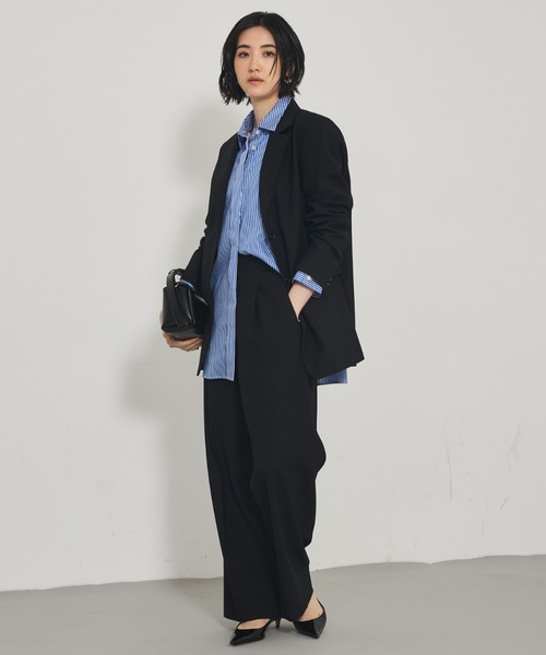 qualite(カリテ)の「袖スリットレギュラーシャツ/オフィスカジュアル(シャツ/ブラウス・レディース・ブラウン/サックスブルー/オフホワイト・フリー)」の8枚目の写真